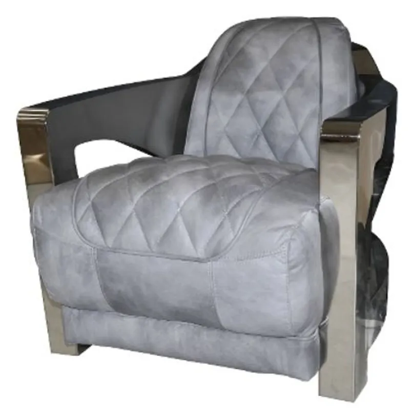 Beliebt Casa Padrino genuine leather club armchair gray / silver 75 x 89 x H. 70 cm - Luxury Quality