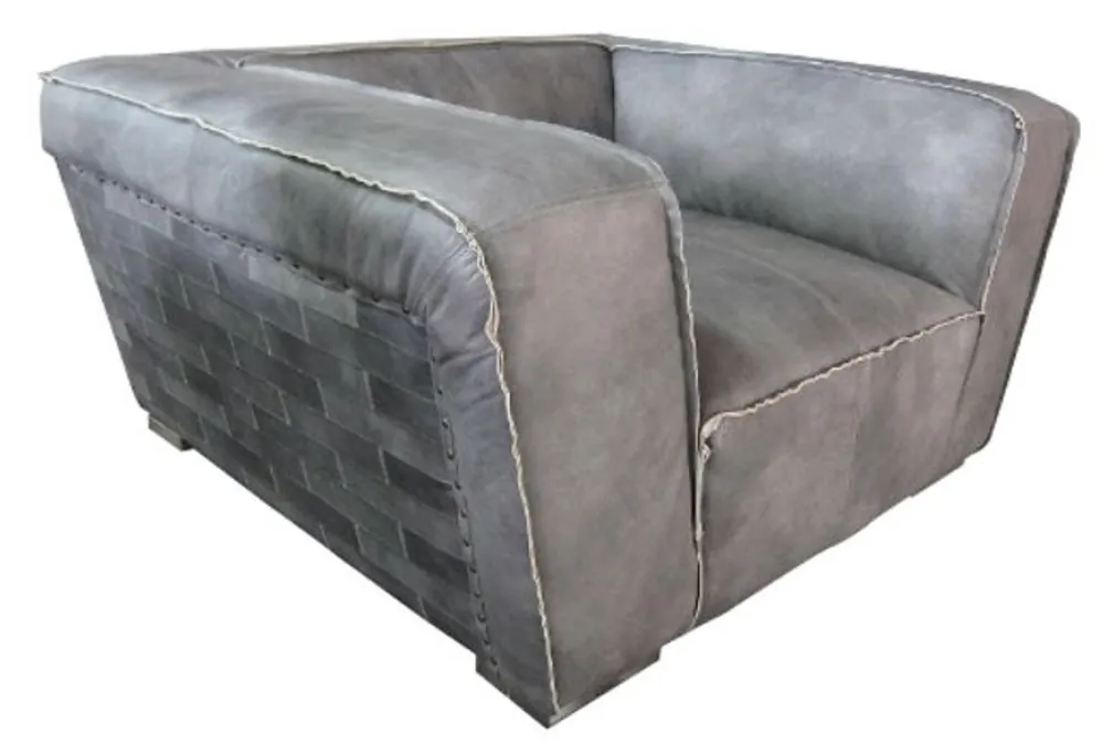 Neue Kollektion Casa Padrino genuine leather armchair gray 131 x 110 x H. 67 cm - Luxury Leather Furniture
