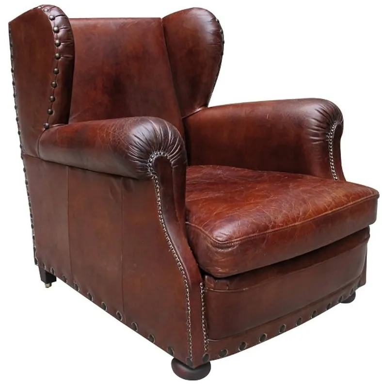 Casa Padrino luxury leather ears armchair red brown 87 x 100 x H. 93 cm - Genuine Leather Furniture Rabatt