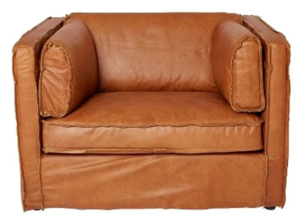 Casa Padrino luxury leather armchair brown 106 x 99 x H. 73 cm - Genuine Leather Furniture Preisreduziert