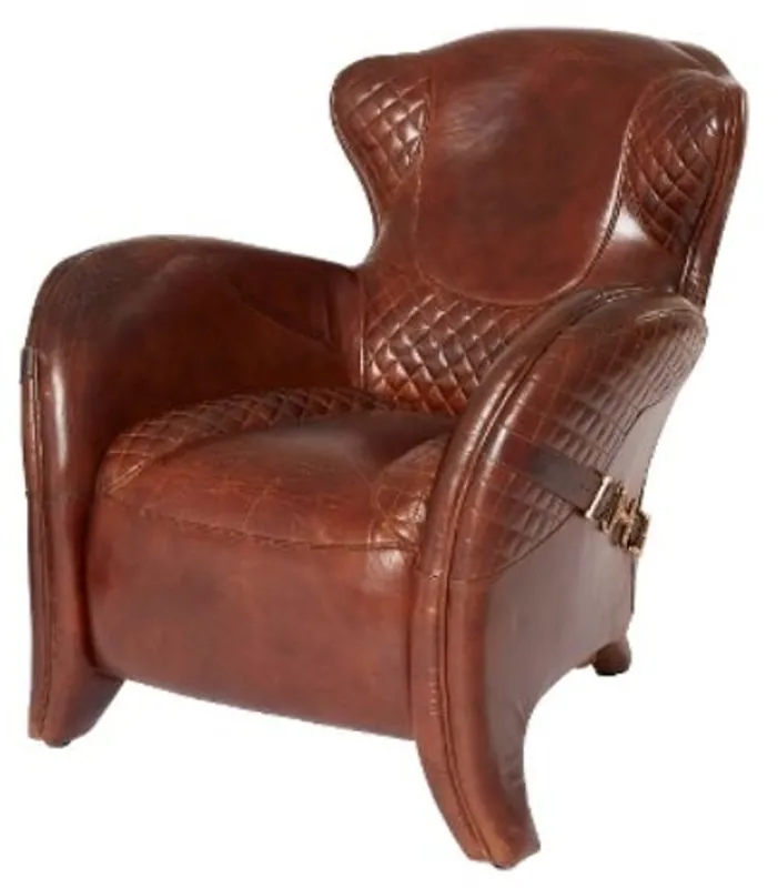 Neue Ware Casa Padrino Luxury Art Deco Genuine Leather Armchair Dark Brown 79 x 85 x H. 85 cm - Luxury Collection