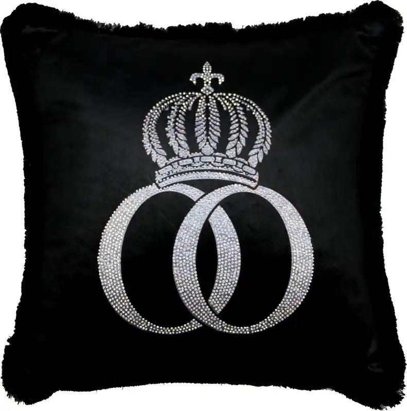 Harald Glööckler Luxury Cushion Pompöös by Casa Padrino Black / Silver Crown Deluxe with rhinestones Expressversand