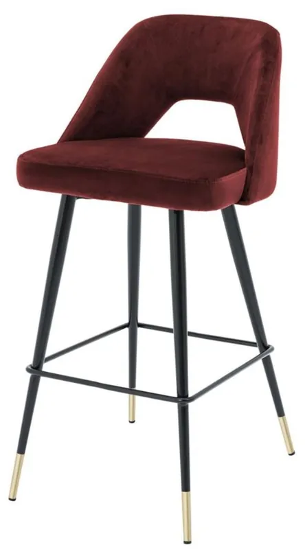 Casa Padrino luxury bar stool burgundy / black 50 x 50 x H. 100 cm - Luxury Bar Stools with Backrest Knallerangebot