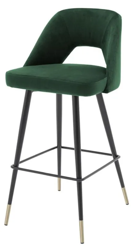 Casa Padrino luxury bar stool green / black 50 x 50 x H. 100 cm - Luxury Bar Stools with Backrest Bestpreis