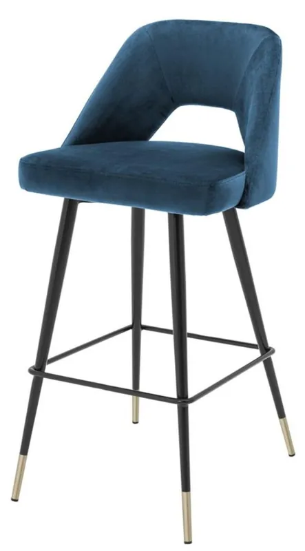 Casa Padrino luxury bar stool blue / black 50 x 50 x H. 100 cm - Luxury Bar Stools with Backrest Top-Angebot