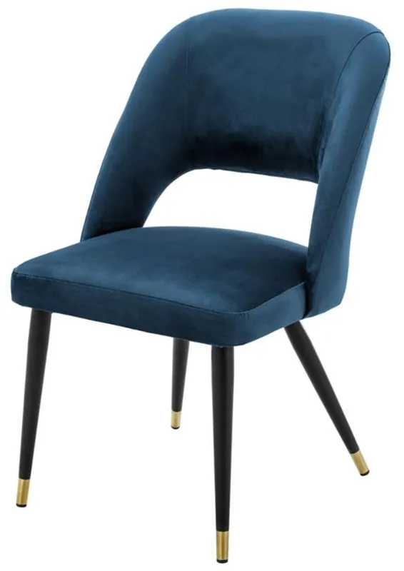 Jetzt Kaufen Casa Padrino luxury dining chair blue / black 52 x 58 x H. 85 cm - Luxury Dining Room Furniture