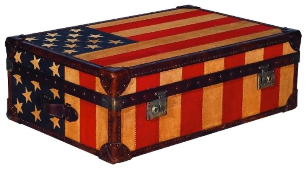 Casa Padrino Luxury Chest Stars & Stripes 90 x 60 x H. 30 cm - Living Room Coffee Table in Suitcase Look Must-Have