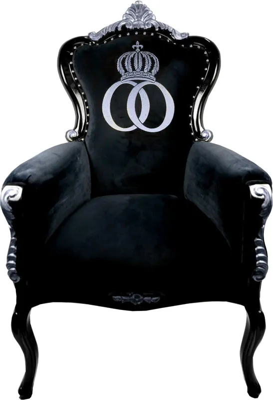 Nur Für Kurze Zeit Pompöös by Casa Padrino luxury baroque armchair Bergere black / silver - Pompöös baroque armchair designed by Harald Glööckler