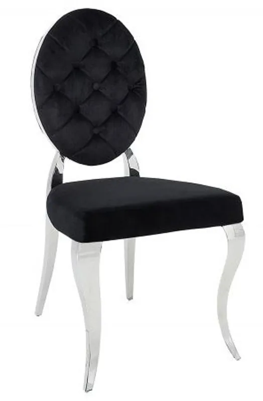 Casa Padrino designer dining chair black / silver without armrest - designer chair Highlight