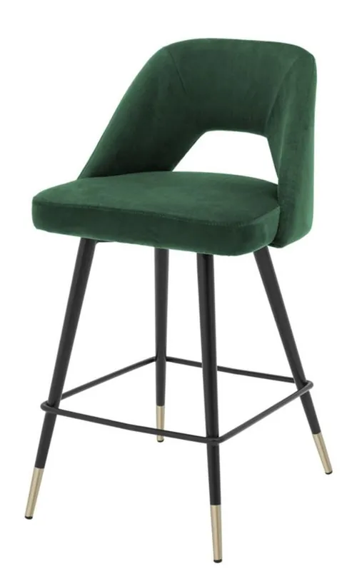 Preisknaller Casa Padrino luxury bar stool green / black 50 x 50 x H. 90 cm - Luxury Bar Stool with Backrest