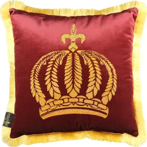 Harald Glööckler Luxury Throw Pillow Pompöös by Casa Padrino Bordeaux / Gold Crown with Rhinestones - Glööckler Pillow Preiswert