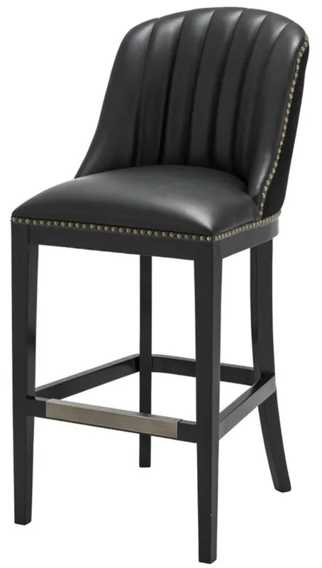 Super-Preis Casa Padrino Bar Stool Black 49.5 x 61 x H. 115 cm - Luxury Bar Stool with Backrest