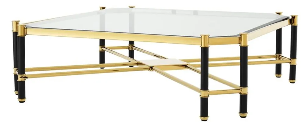 Neuheit Casa Padrino Luxury Coffee Table Gold / Black 115 x 115 x H 35.5 cm - Limited Edition