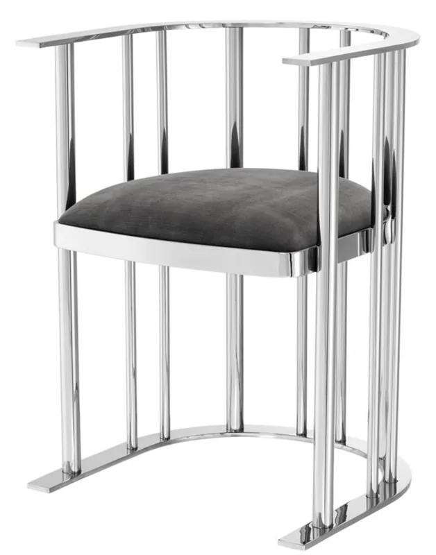 Saisonangebot Casa Padrino designer chair with armrests silver / dark gray 54.5 x 53 x H. 68 cm - Designer Furniture