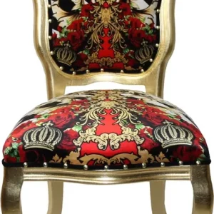 Pompöös by Casa Padrino Luxury Baroque Dining Chair Black / White / Red / Gold Crown - Pompööser Baroque Chair designed by Harald Glööckler Top-Preis