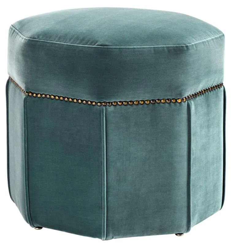Casa Padrino luxury stool dark turquoise / antique brass 46 x 46 x H. 44 cm - Luxury Seat Stool Must-Have