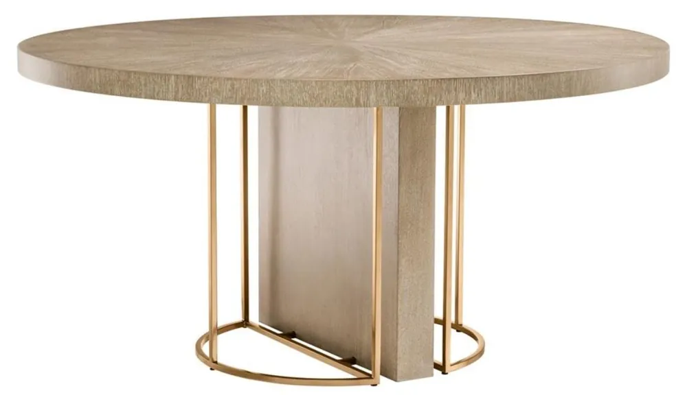 Casa Padrino luxury dining table brown / brass Ø 150 x H. 75 cm - Luxury Quality Neue Kollektion