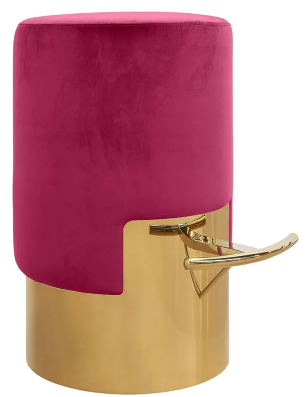 Neue Ware Casa Padrino luxury bar stool raspberry colors / gold Ø 46 x H. 76 cm - Bar Furniture