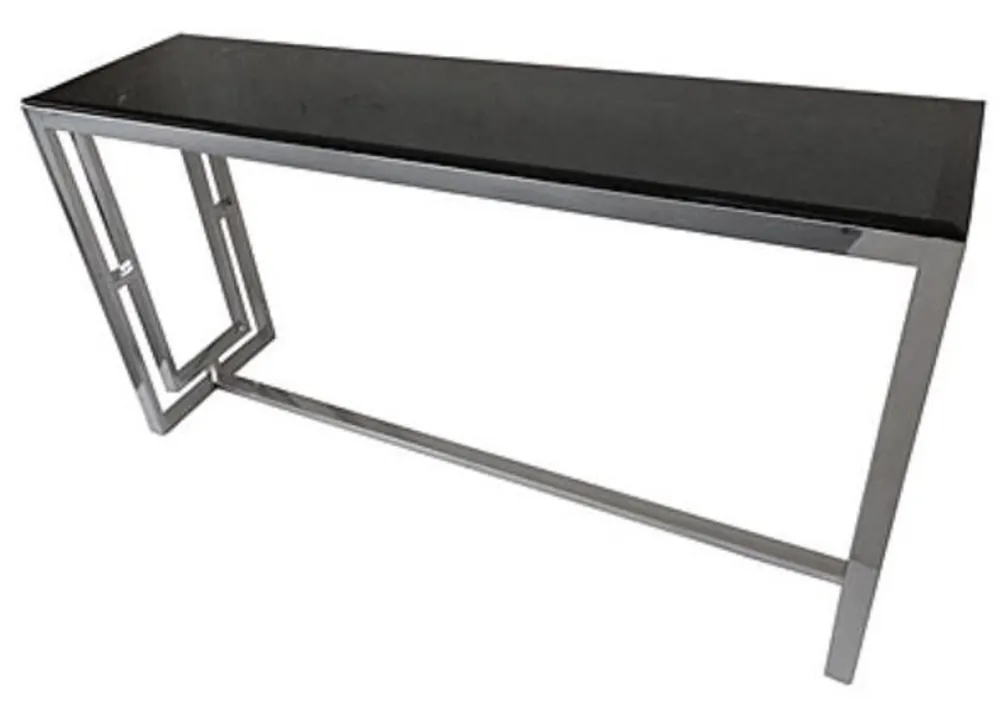Casa Padrino console silver / black 150 x 40 x H. 78 cm - Console Table with Black Glass Top Ausverkauf