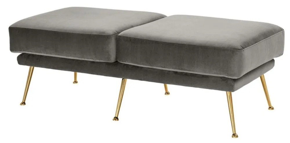 Direkt Vom Hersteller Casa Padrino Luxury Bench Gray / Brass 125 x 58 x H. 45 cm - Designer Furniture
