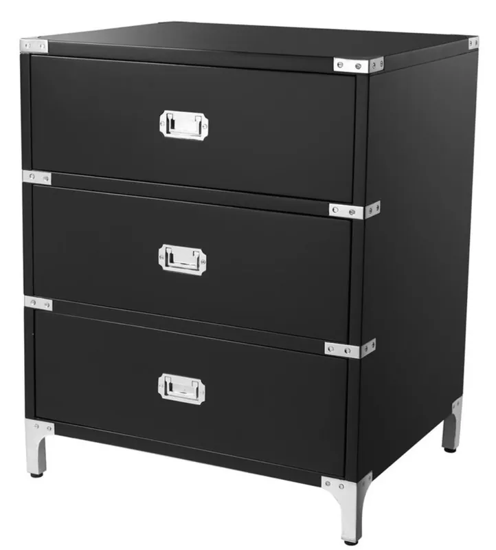 Casa Padrino luxury side table with 3 drawers black 71 x 40.5 x H. 74 cm - Living Room Furniture Schnäppchen