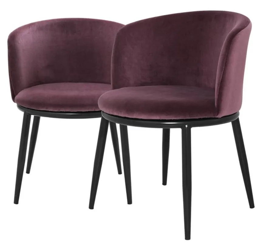 Casa Padrino Luxury Dining Chair Set Purple / Black 57 x 57 x H. 74 cm - Dining Room Furniture Günstig
