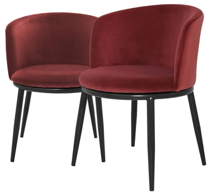 Casa Padrino Luxury Dining Chair Set Wine Red / Black 57 x 57 x H. 74 cm - Dining Room Furniture Mega-Angebot
