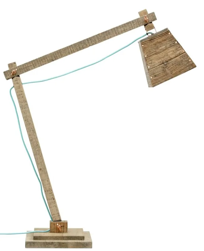 Casa Padrino pine wood table lamp natural colors 90 x 30 x H. 105 cm - Luxury Table Light with Aqua Blue Cable Meistverkauft