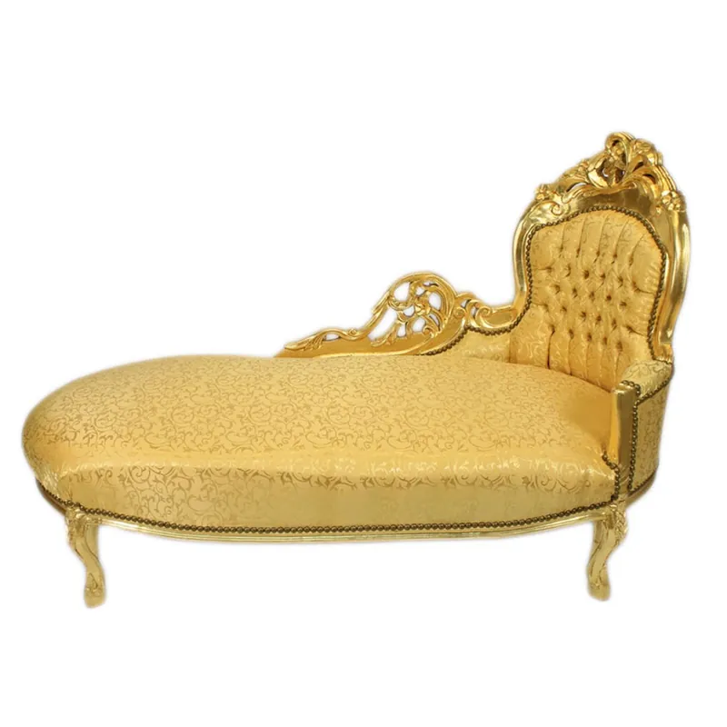 Casa Padrino Baroque Chaise Longue Gold Pattern / Gold - Baroque Furniture - Recamiere Lounger Zertifiziert