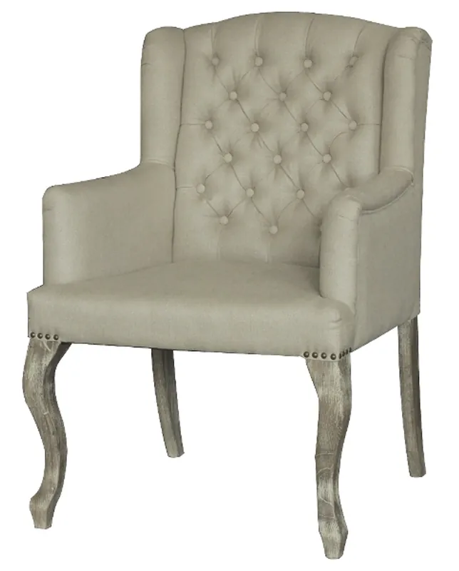 Casa Padrino dining chair with armrests cream 65 x 70 x H. 96 cm - Chesterfield Furniture Markenprodukt