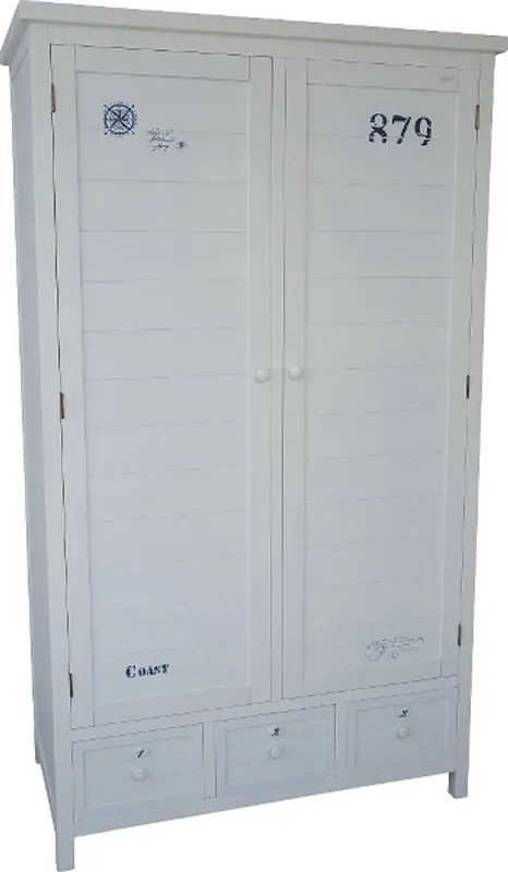 Top-Seller Casa Padrino Country Style Wardrobe White / Dark Blue 113 x 60 x H. 195 cm - Country Style Bedroom Furniture