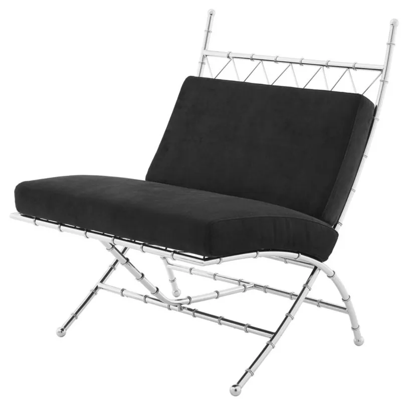 Casa Padrino Luxury Folding Chair Silver / Black 75 x 81.5 x H. 92 cm - Luxury Furniture Neu Im Sortiment
