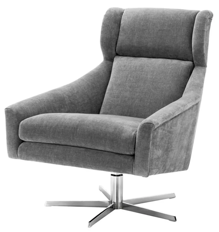 Casa Padrino swivel armchair gray / silver 76 x 98 x H. 94.5 cm - Luxury Furniture Aktuell