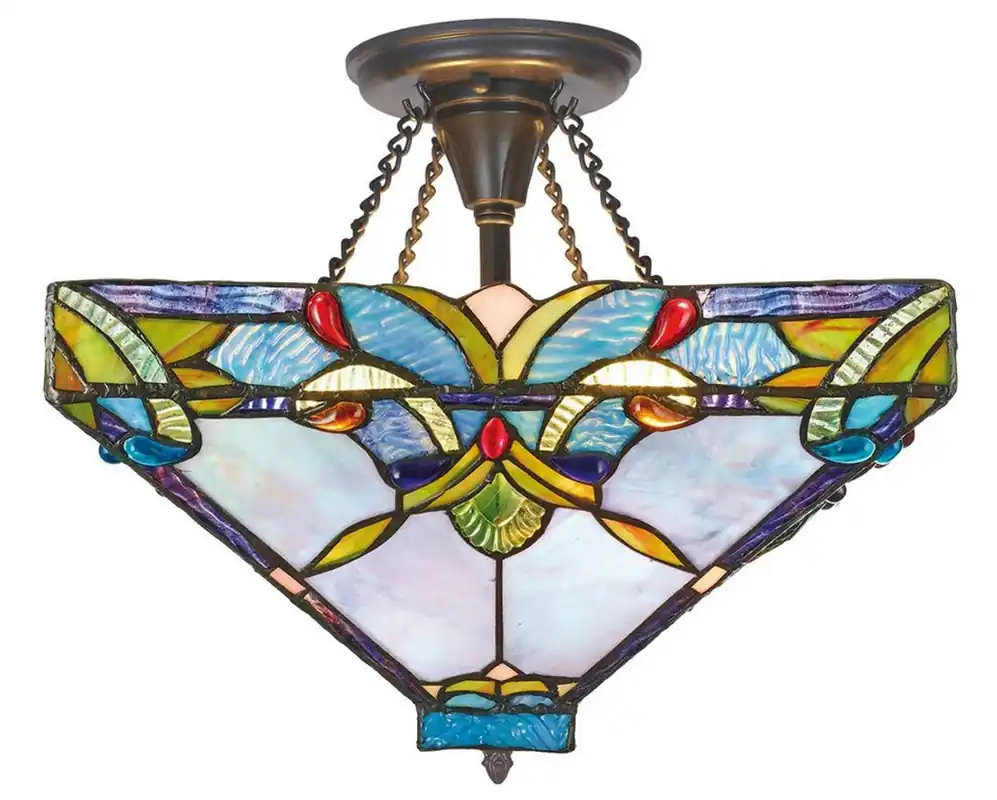 Letzte Chance Casa Padrino Tiffany Ceiling Light / Ceiling Lamp Colorful Ø 36 x H 40 cm - Handmade Tiffany Lamp