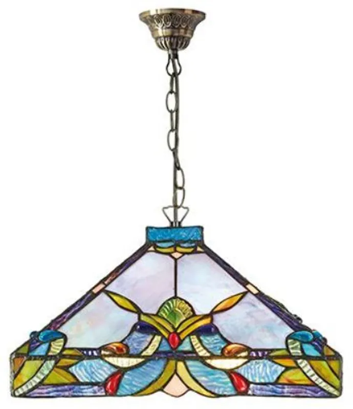 Casa Padrino Tiffany Hanging Lamp / Pendant Lamp Colorful Ø 36 x H. 92 cm - Handmade Tiffany Lamp Begrenztes Angebot