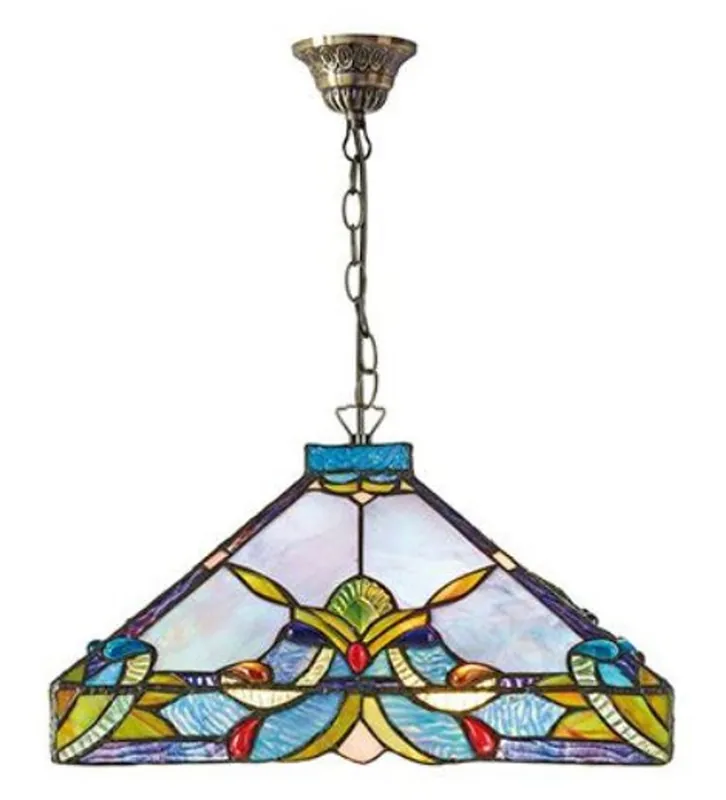 Billig Casa Padrino Tiffany Hanging Lamp / Pendant Lamp Colorful Ø 36 x H. 82 cm - Handmade Tiffany Lamp