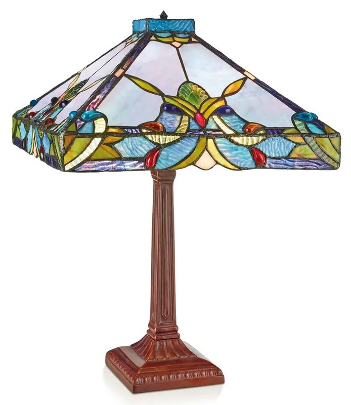 Casa Padrino Tiffany Table Lamp Colorful Ø 36 x H. 52 cm - Handmade stool lamp made of 352 pieces Top-Preis