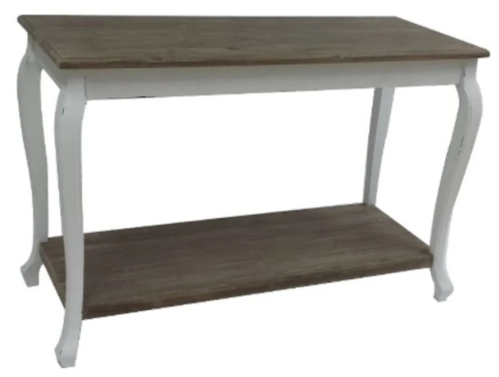 Casa Padrino Country Style Console Antique White / Dark Brown 120 x 50 x H. 80 cm - Handcrafted Console Table with Shelf Neu Im Sortiment