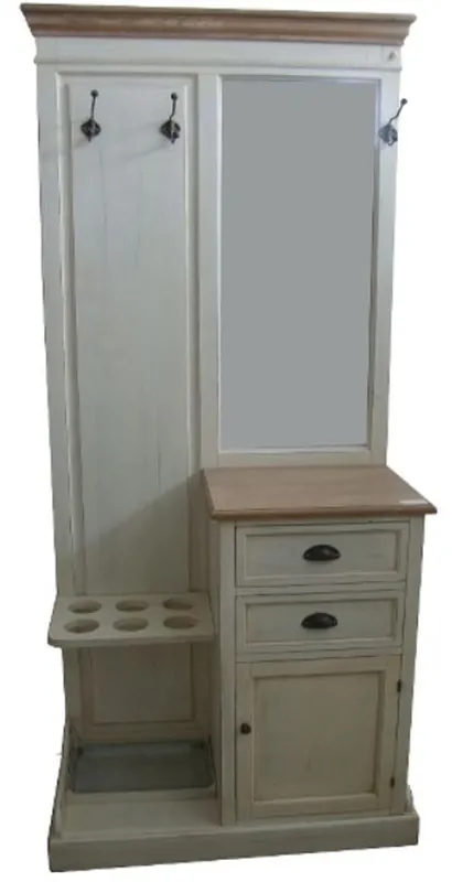 Beliebt Casa Padrino Country Style Wardrobe Antique White / Natural 93 x 43 x H. 200 cm - Handcrafted Wardrobe with Mirror and Umbrella Stands