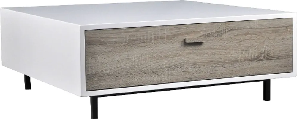 Top-Preis Casa Padrino Coffee Table White / Natural Colors 90 x 90 x H. 35 cm - Handcrafted Lacquer Coffee Table with Wooden Drawer