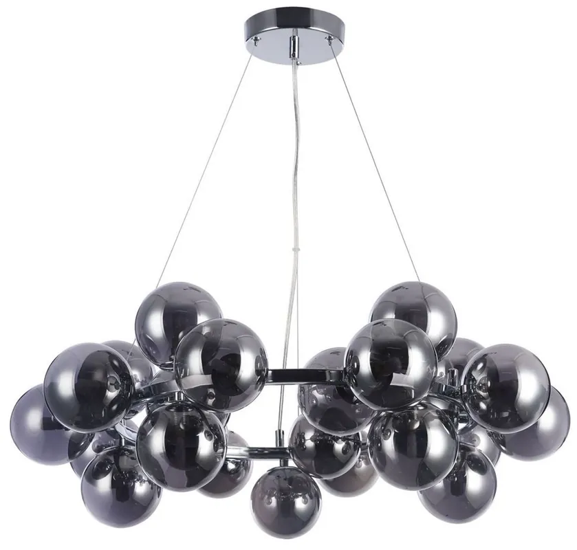 Casa Padrino Living Room Hanging Lamp Silver / Black Ø 69 x H. 23.8 cm - Pendant Lamp with Spherical Lampshades Saisonangebot