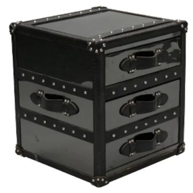 Casa Padrino luxury side table with 2 drawers black 52 x 48 x H. 50 cm - Handmade Side Table in Suitcase Look Direktkauf