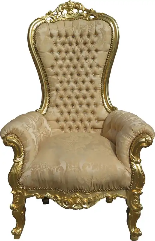Schnäppchen Casa Padrino Baroque Throne Armchair Majestic Medium Cream Gold Pattern / Gold Mod2 with Bling Bling Rhinestones - Giant Armchair - Throne Chair Tron