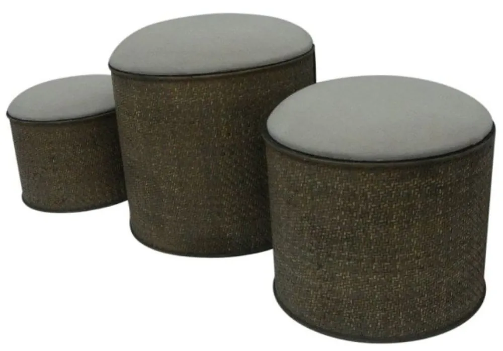 Casa Padrino Country Style Seat Block Set of 3 Dark Brown / Beige - Handmade Seat Blocks with Storage Space and Padded Seating Surfaces Super-Preis
