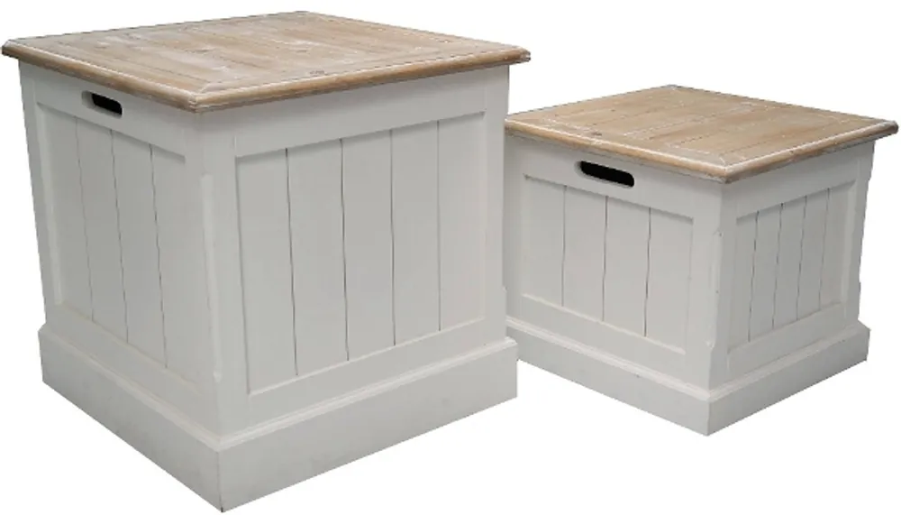 Nur Für Kurze Zeit Casa Padrino Country Style Chests Set of 2 White / Natural - Handcrafted Wooden Chests in Panel Look