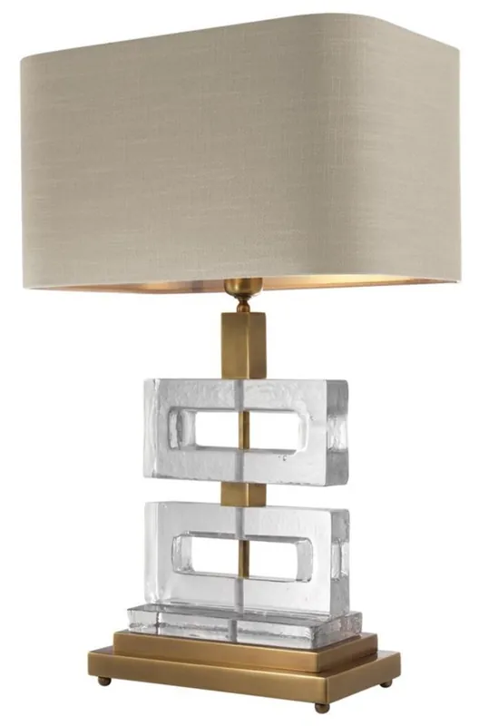 Echt Casa Padrino Luxury Table Lamp Vintage Brass / Khaki 45 x H. 70 cm - Luxury Collection