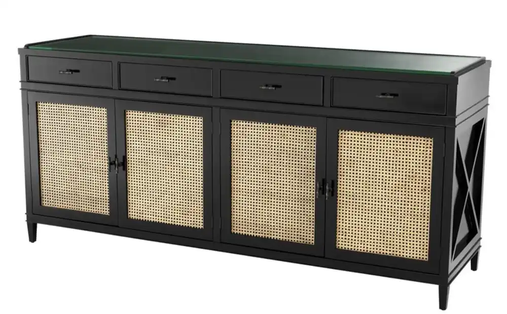 Finale Aktion Casa Padrino luxury chest of drawers black / natural colors 200 x 56 x H. 92.5 cm - Limited Edition