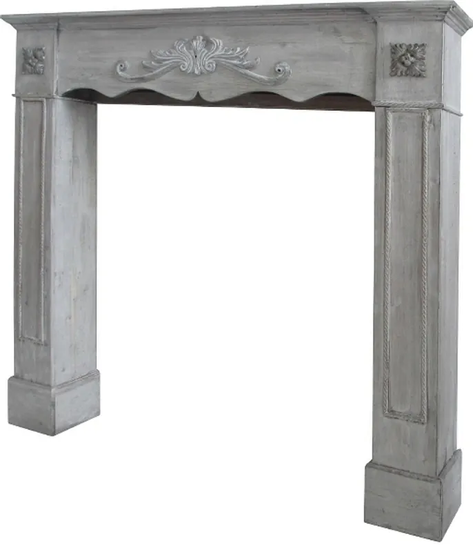 Neu Casa Padrino Country Style Fireplace Surround Antique Gray 105 x 17 x H 102 cm - Handmade Fireplace Surround in Shabby Chic Look