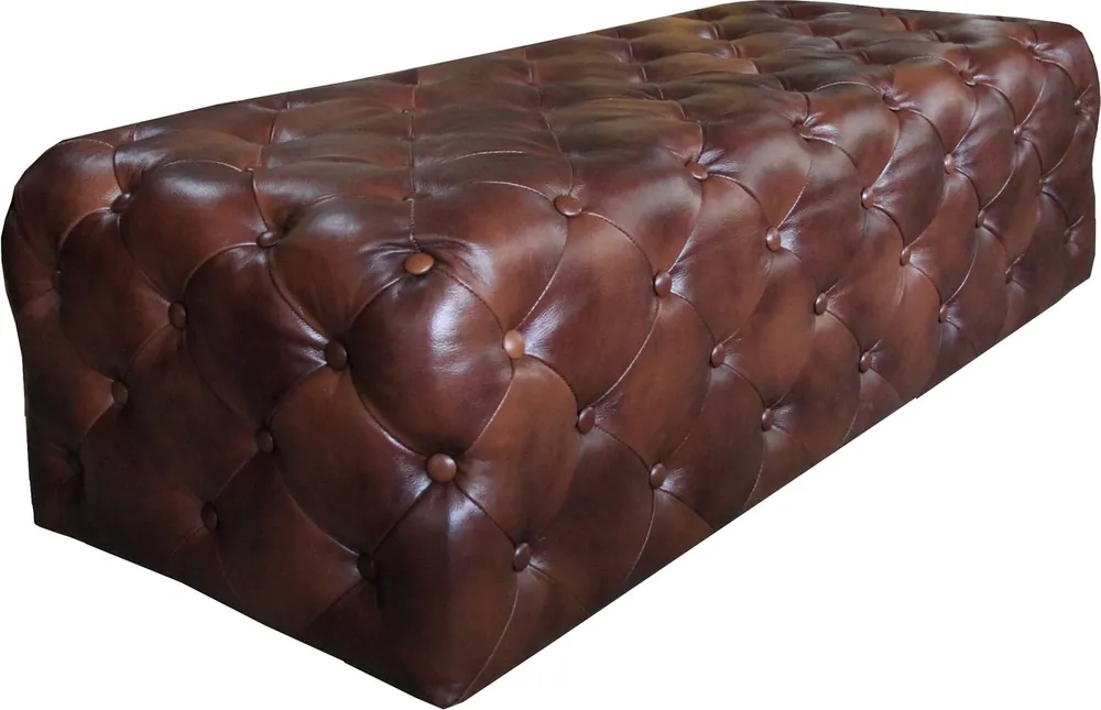 Casa Padrino Luxury Chesterfield Genuine Leather Footstool Dark Brown 140 x 60 x H. 42 cm - Luxury Furniture Preisknaller