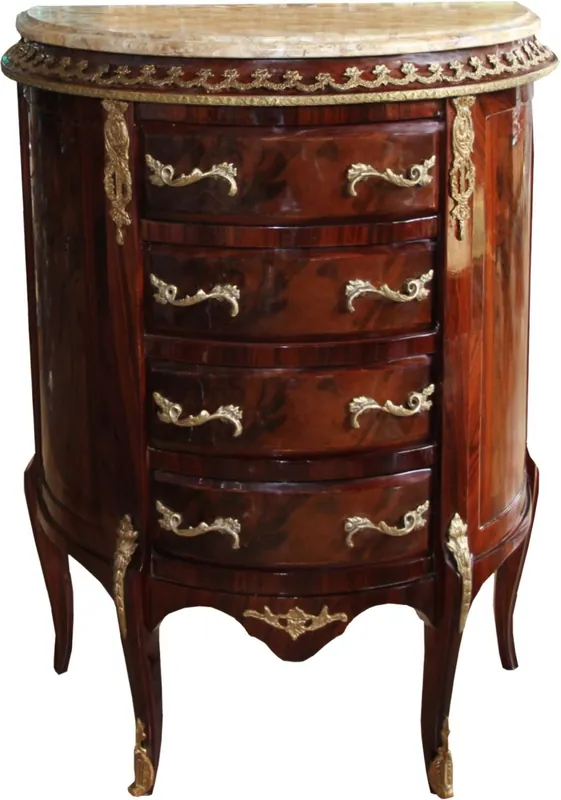 Casa Padrino baroque chest of drawers mahogany brown inlaid with marble top B 68 cm, H 89 cm - Baroque chest of drawers - Limited Edition Preiswert